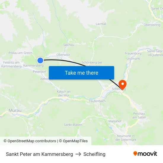 Sankt Peter am Kammersberg to Scheifling map