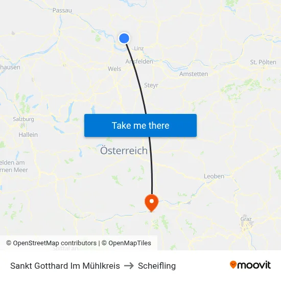 Sankt Gotthard Im Mühlkreis to Scheifling map