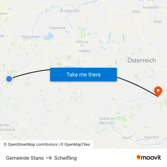 Gemeinde Stans to Scheifling map