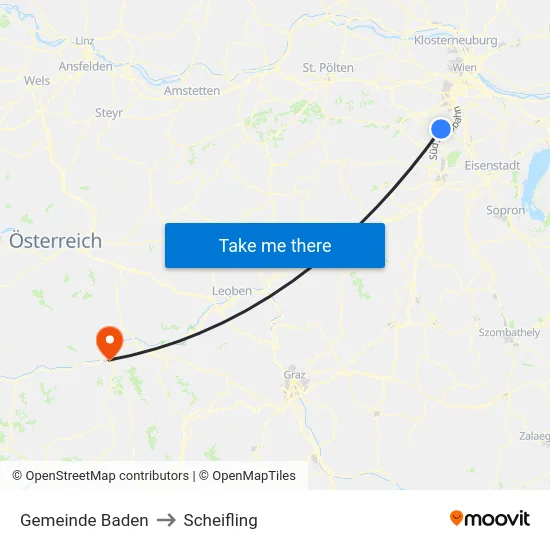 Gemeinde Baden to Scheifling map