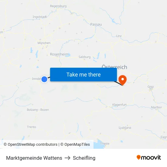 Marktgemeinde Wattens to Scheifling map