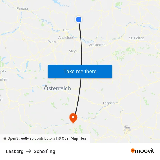 Lasberg to Scheifling map