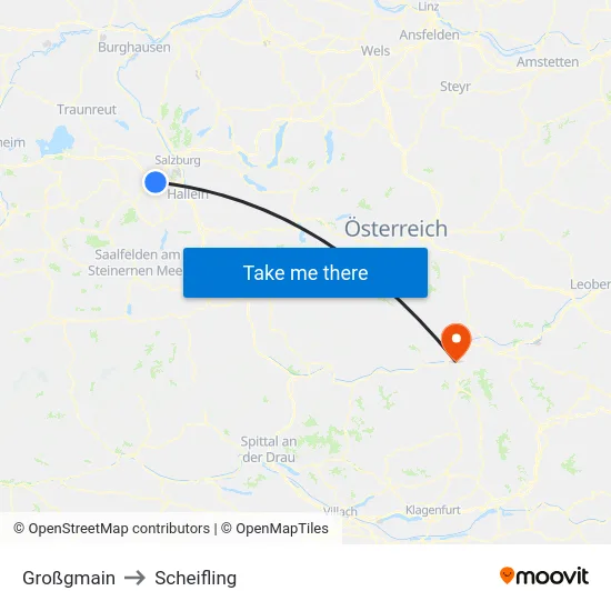 Großgmain to Scheifling map