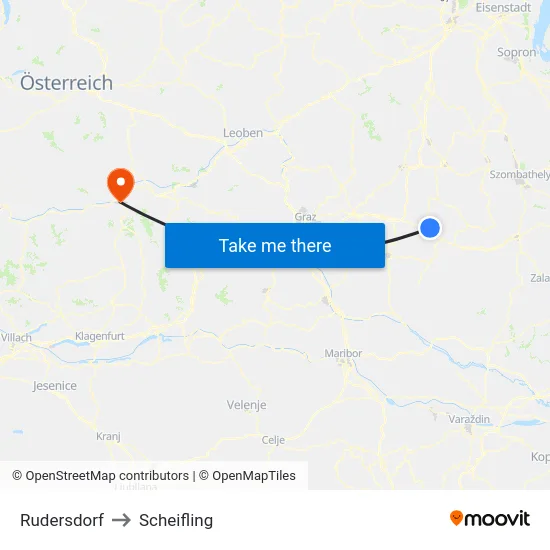 Rudersdorf to Scheifling map