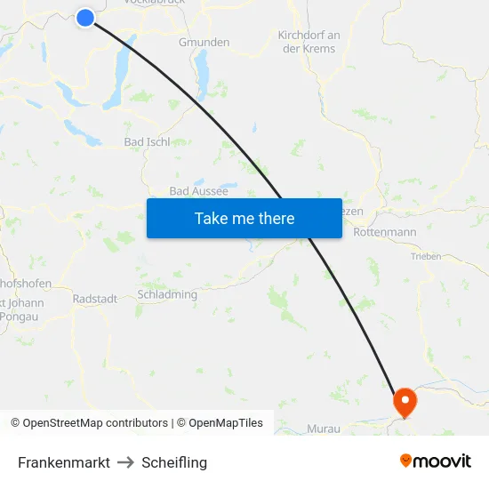 Frankenmarkt to Scheifling map