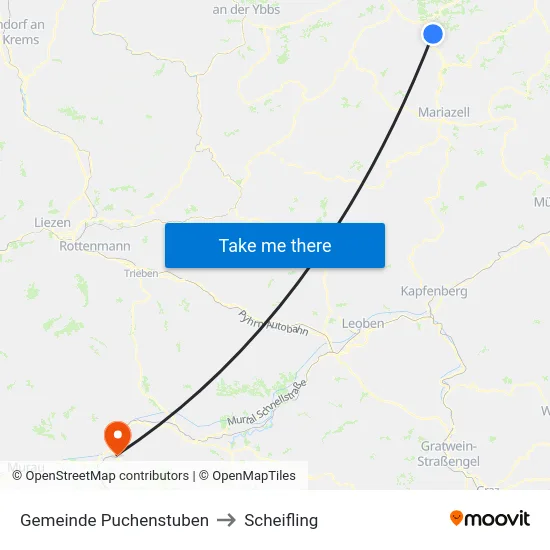 Gemeinde Puchenstuben to Scheifling map
