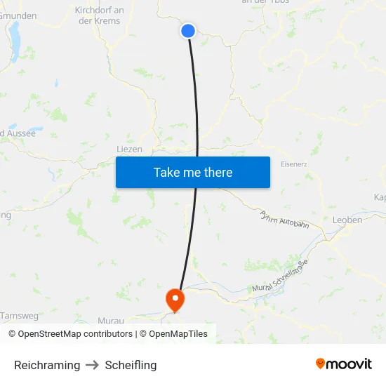 Reichraming to Scheifling map