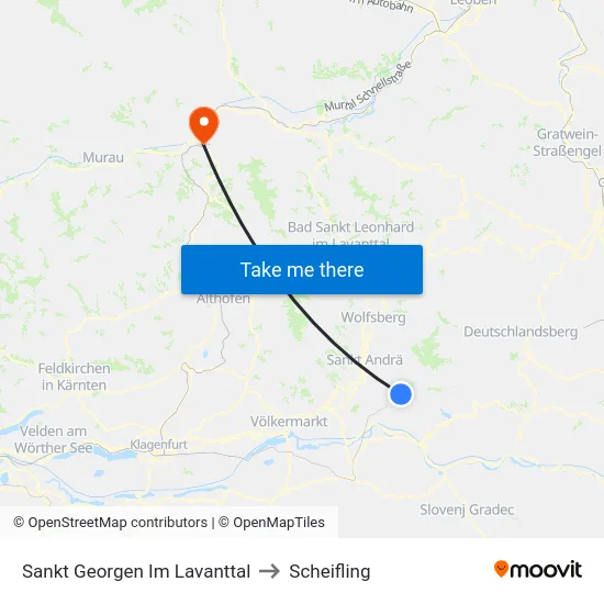 Sankt Georgen Im Lavanttal to Scheifling map