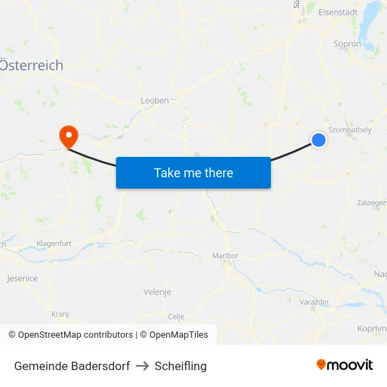 Gemeinde Badersdorf to Scheifling map