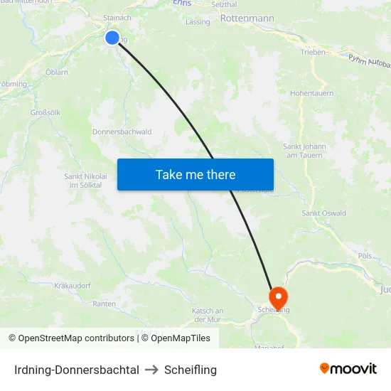 Irdning-Donnersbachtal to Scheifling map
