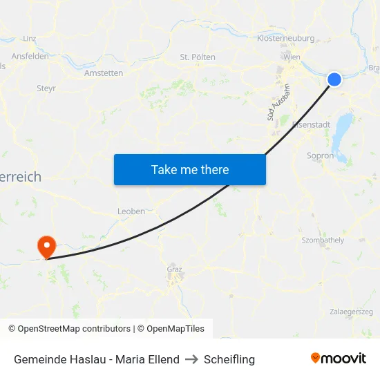 Gemeinde Haslau - Maria Ellend to Scheifling map