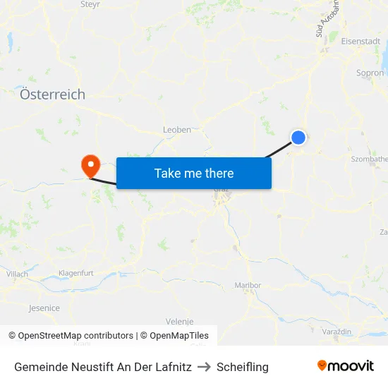 Gemeinde Neustift An Der Lafnitz to Scheifling map