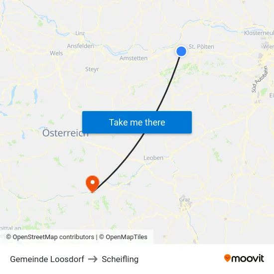 Gemeinde Loosdorf to Scheifling map