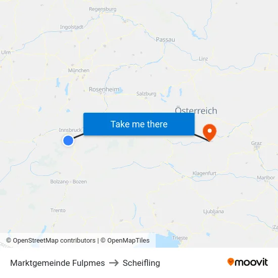 Marktgemeinde Fulpmes to Scheifling map