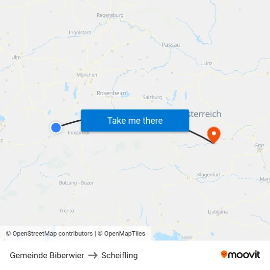 Gemeinde Biberwier to Scheifling map