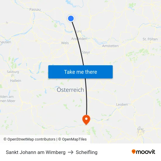 Sankt Johann am Wimberg to Scheifling map