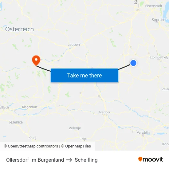 Ollersdorf Im Burgenland to Scheifling map