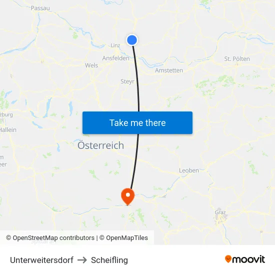 Unterweitersdorf to Scheifling map