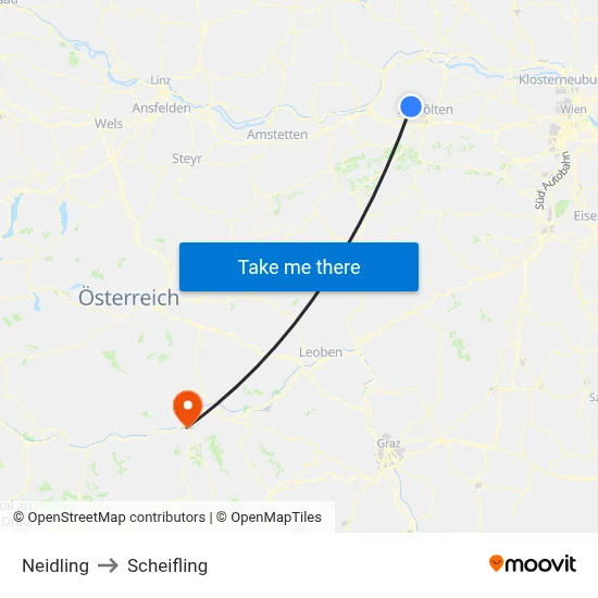 Neidling to Scheifling map