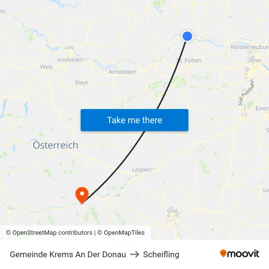 Gemeinde Krems An Der Donau to Scheifling map