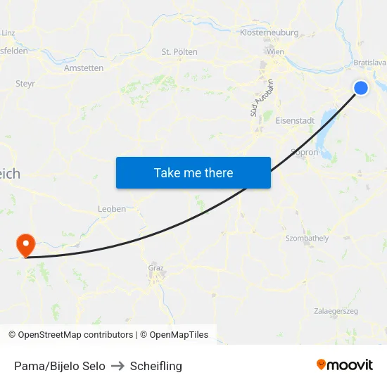 Pama/Bijelo Selo to Scheifling map