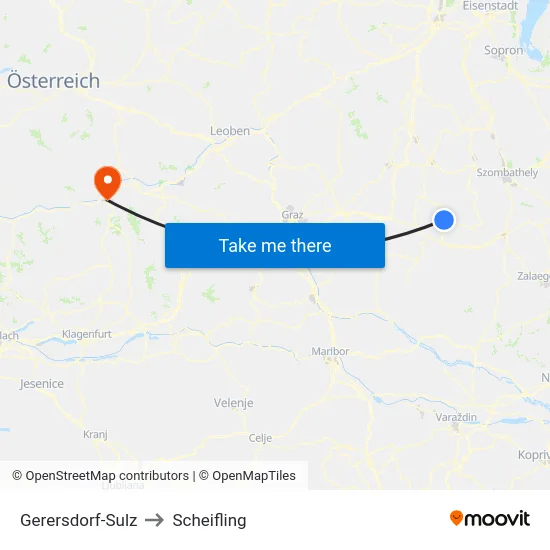 Gerersdorf-Sulz to Scheifling map