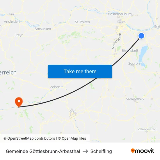 Gemeinde Göttlesbrunn-Arbesthal to Scheifling map