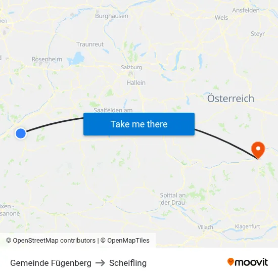 Gemeinde Fügenberg to Scheifling map