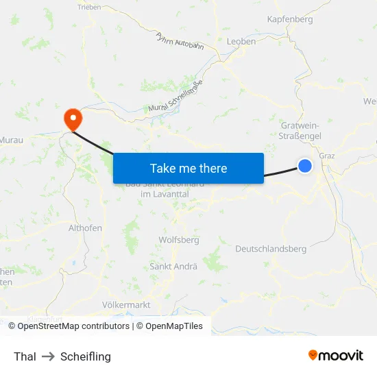 Thal to Scheifling map