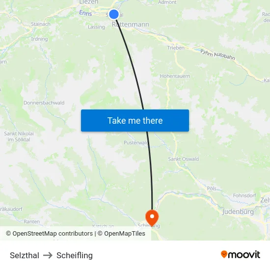 Selzthal to Scheifling map