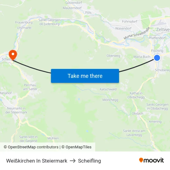 Weißkirchen In Steiermark to Scheifling map