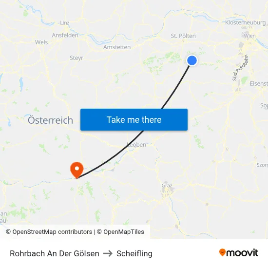 Rohrbach An Der Gölsen to Scheifling map