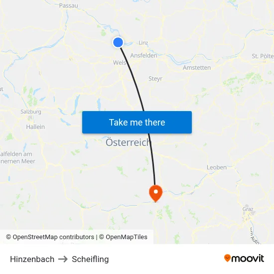 Hinzenbach to Scheifling map