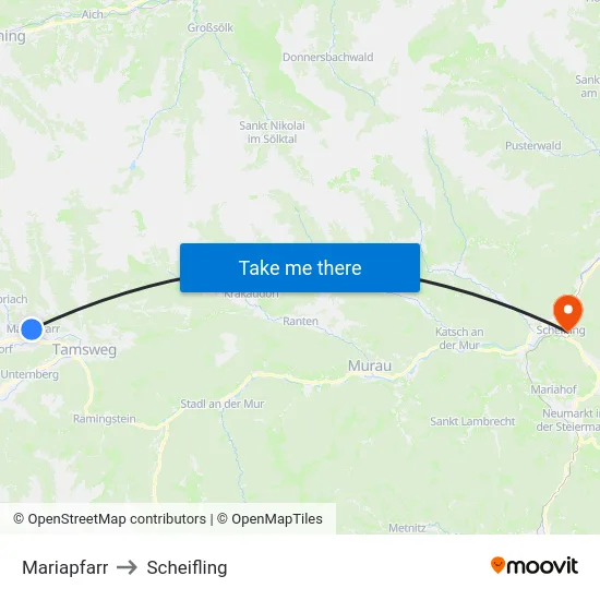 Mariapfarr to Scheifling map