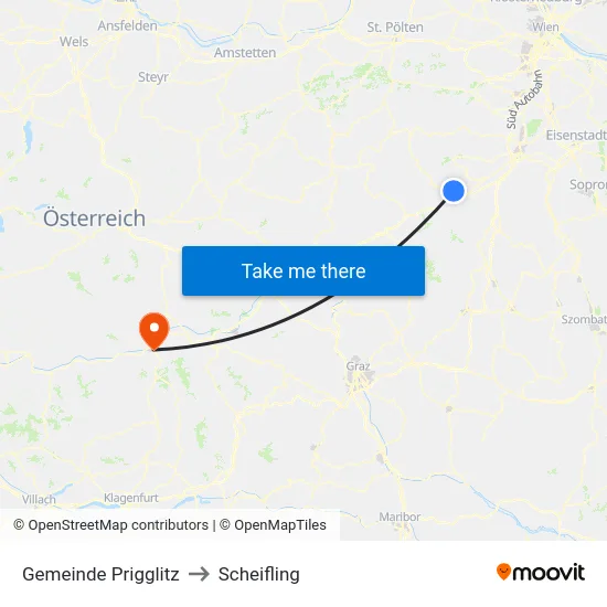Gemeinde Prigglitz to Scheifling map