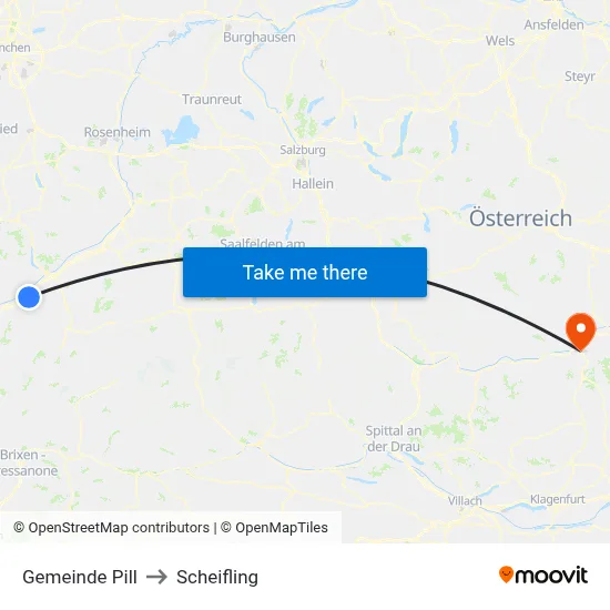Gemeinde Pill to Scheifling map