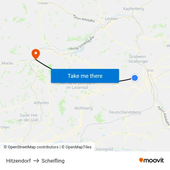 Hitzendorf to Scheifling map