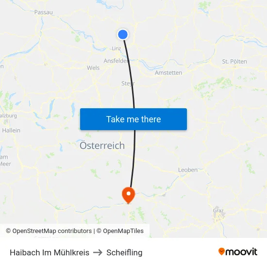 Haibach Im Mühlkreis to Scheifling map