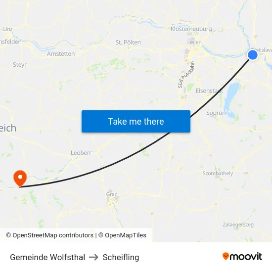 Gemeinde Wolfsthal to Scheifling map