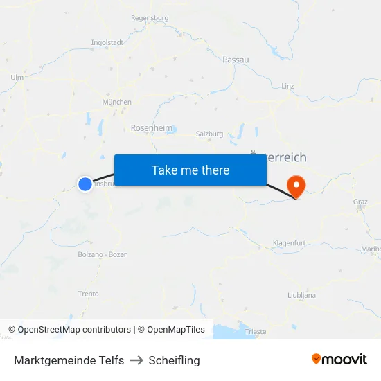 Marktgemeinde Telfs to Scheifling map