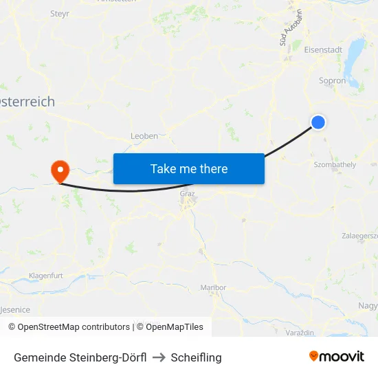 Gemeinde Steinberg-Dörfl to Scheifling map