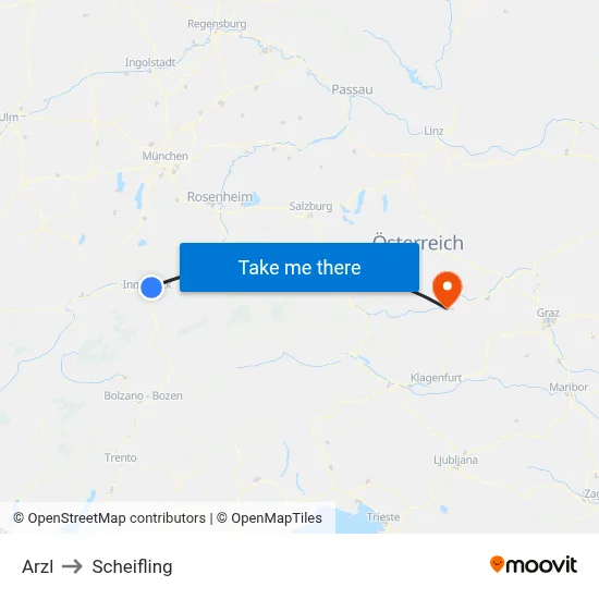 Arzl to Scheifling map
