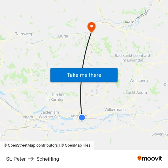 St. Peter to Scheifling map