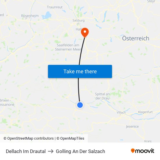 Dellach Im Drautal to Golling An Der Salzach map