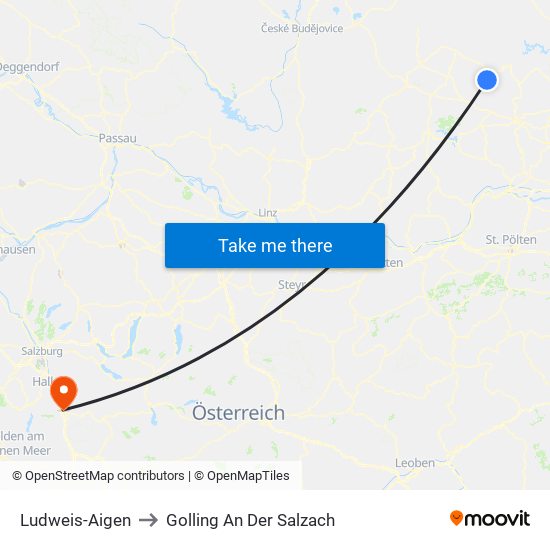 Ludweis-Aigen to Golling An Der Salzach map