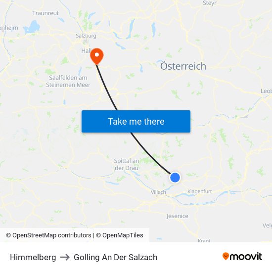Himmelberg to Golling An Der Salzach map