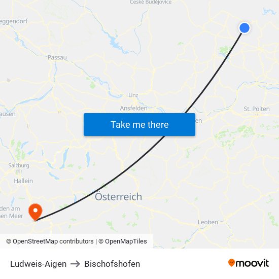 Ludweis-Aigen to Bischofshofen map