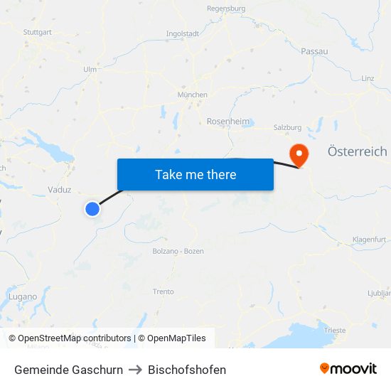 Gemeinde Gaschurn to Bischofshofen map