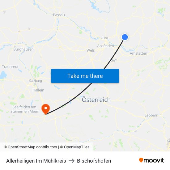 Allerheiligen Im Mühlkreis to Bischofshofen map