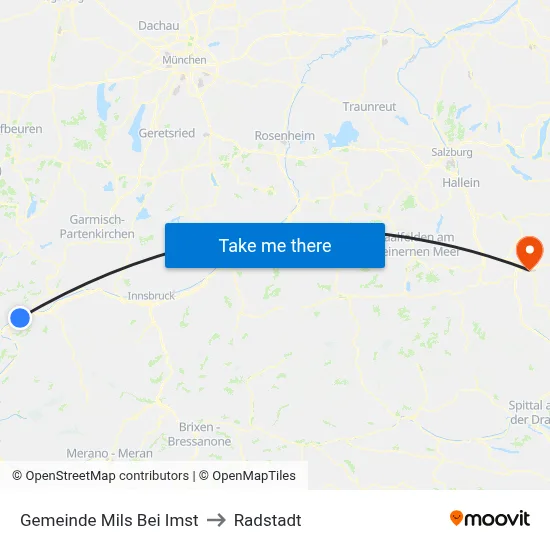 Gemeinde Mils Bei Imst to Radstadt map